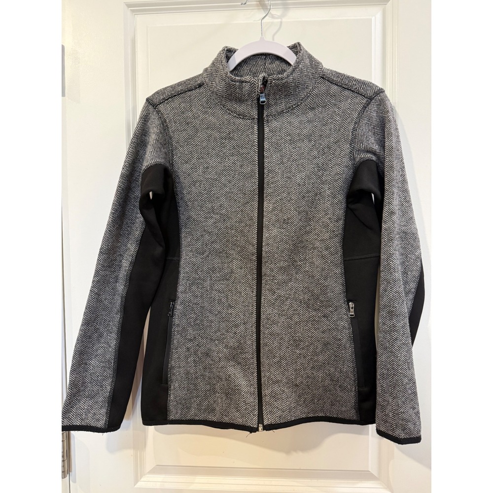 Marc New York Performance Womens Herringbone Full Zip Jacket Grey Black Small